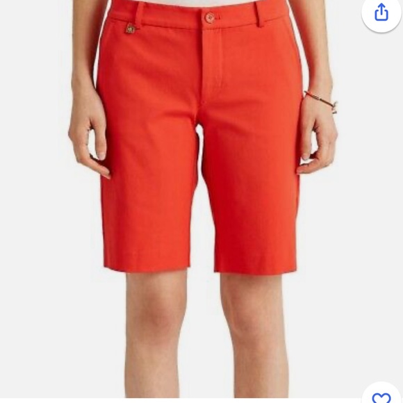 Ralph Lauren Women's Shorts Bi-stretch Twill Cotton Blend Orange US Size 2P NEW - Picture 7 of 13